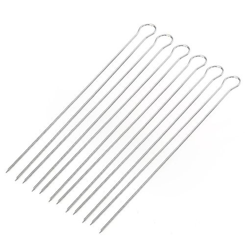 Lot de 6 brochettes de barbecue réutilisables en acier inoxydable - Brochettes à double broche, écologiques et lavables au lave-vaisselle