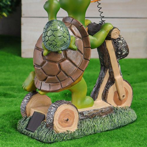 Statue De Jardin Tortue Cycliste À 20 % De Réduction ¿ Décoration En Résine À Énergie Solaire Pour Éclairage Extérieur De Cour