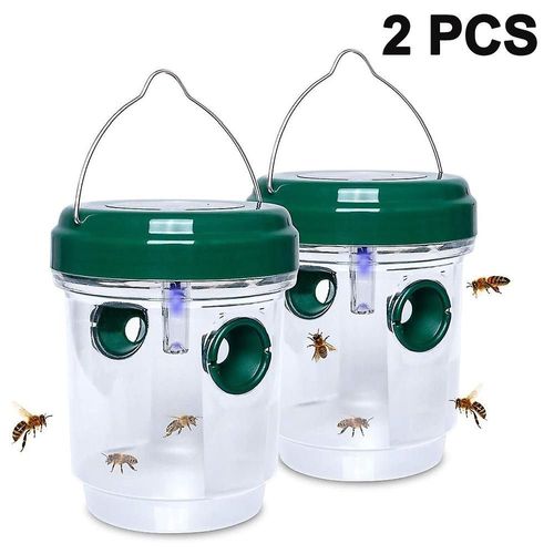 Lot de 2 pièges à guêpes solaires avec lumière LED UV ¿ Insecticides d'extérieur efficaces pour le jardin et la ferme