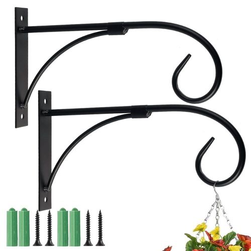 Supports de suspension robustes en fer forgé pour panier de jardin - Crochets de suspension durables pour plantes pour une utilisation intérieure/extérieure
