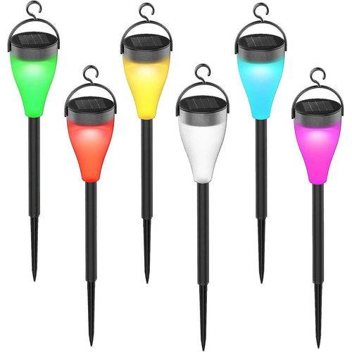 Lampes Solaires De Chemin À Changement De Couleur - Lot De 6, Lampes De Paysage Étanches Avec Plusieurs Modes Pour Jardin Et Pelouse