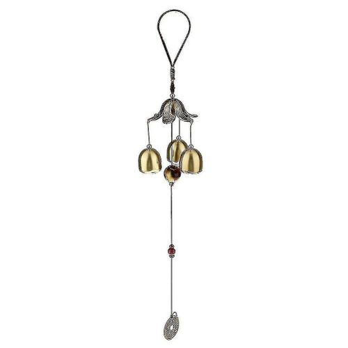 Carillon porte-bonheur Feng Shui à 3 cloches ¿ Cloche chinoise en métal pour la décoration intérieure, le jardin et la chance