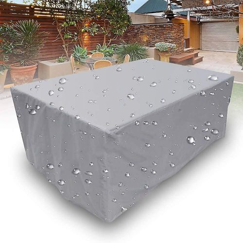 Housse De Protection Rectangulaire Pour Mobilier De Jardin - Imperméable, Protection Uv, Facile À Nettoyer, Compatible Avec Table Et Chaises, Grise