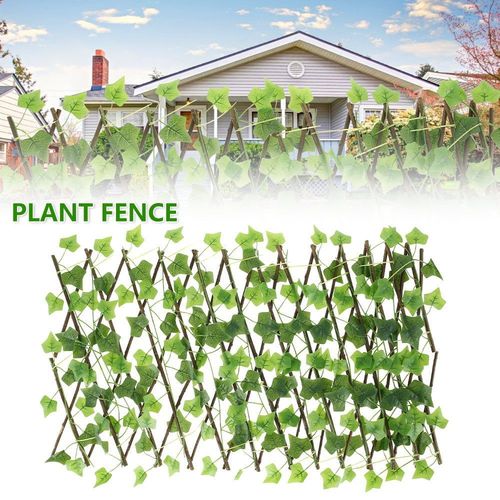 Clôture en treillis rétractable ¿ Brise-vue artificiel à feuillage persistant pour jardin, balcon et cour