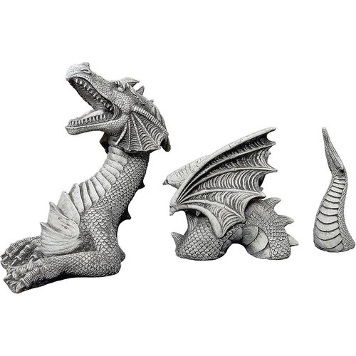 Statue de dragon réaliste pour jardin ¿ Sculpture gothique en résine durable pour décoration extérieure et cadeau idéal pour les amoureux des dragons