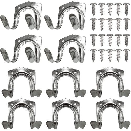 Lot de 10 supports muraux pour outils de jardin ¿ Supports à balais à double crochet pour abris de jardin, garages et ateliers ¿ Crochets en fer durables