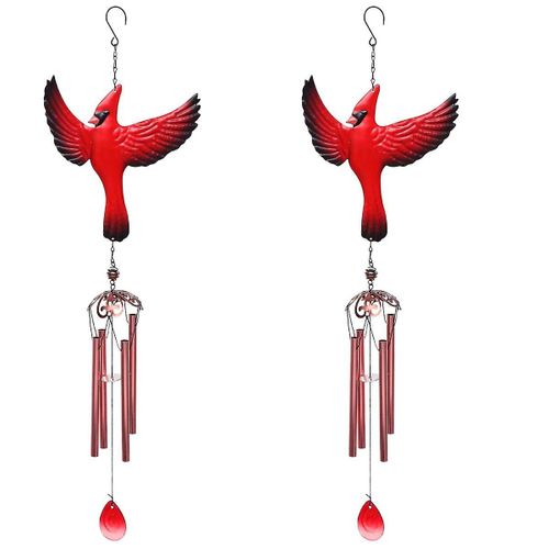 Lot de 2 carillons éoliens en fer à motif d'oiseaux - Décoration à suspendre pour la maison, le jardin et la fenêtre