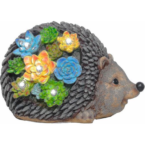 Statue De Jardin Hérisson Solaire ¿ Sculpture En Résine Imperméable Avec Lumières, Décoration De Pelouse Extérieure De 21 Cm, Cadeau Idéal