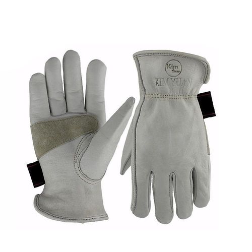 Gants de travail en cuir de vachette résistants pour le jardinage, la construction et la moto ¿ Poignet élastique, protection renforcée, différentes tailles