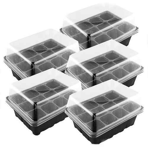 Lot de 5 plateaux de semis avec mini-serre - Idéal pour la culture de fleurs, de légumes et de plantes succulentes