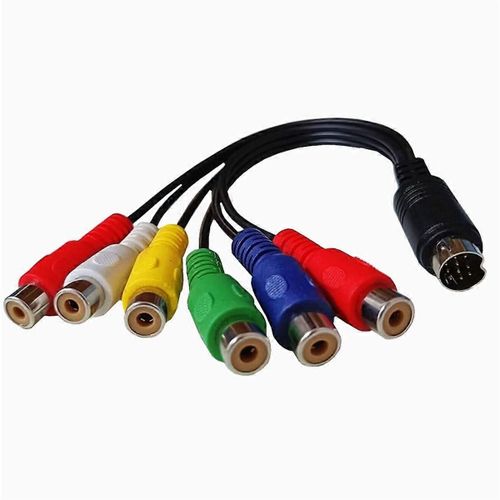Câble Composante Mâle Din S-Vidéo 10 Broches vers Femelle RGB 6 RCA 10 Broches 30cm pour Câble Composant Pc HDTV RGB 30cm