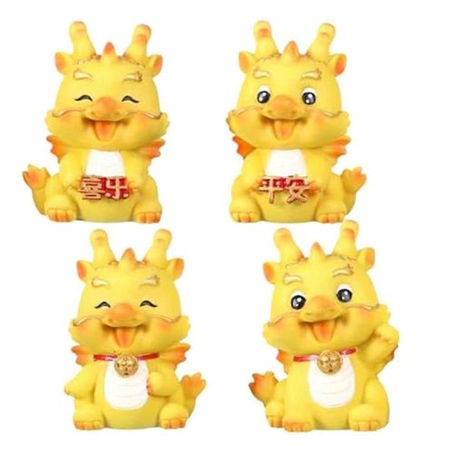 4 Pcs Mini Figurine De Dragon Du Nouvel An Chinois Résine Doré Du Zodiaque Chinois Dragon Statue Pour Nouvel An Décor De Voiture De Table