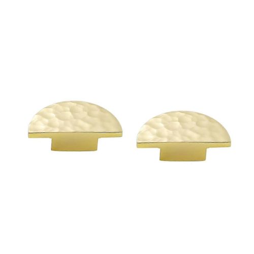 2Pack boutons d'armoire en laiton massif, boutons de tiroir en demi-cercle, martelé commode tiroir tire poignées meubles quincaillerie