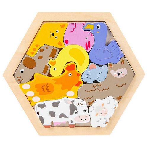 Jouet pour bébé puzzle puzzle en bois Intelligence des enfants Développement de puzzle Ealy éducatif pour puzzle style ferme