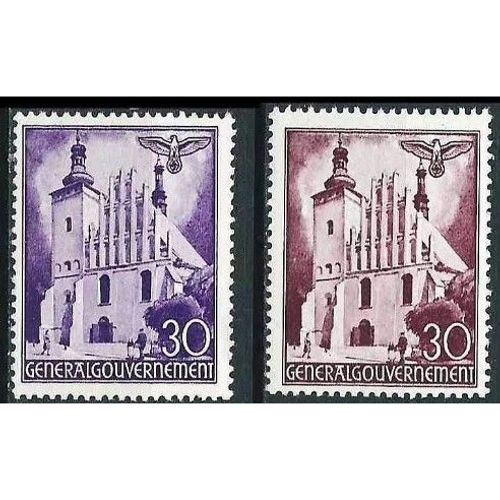 Pologne, Occupation Allemande 1940 / 41, Gouvernement Général, Beaux Timbres Neufs** Luxe Yvert 62 & 62a, Église Sainte Brigitte Du Triomphe À Lublin.