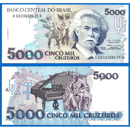 Bresil 5000 Cruzeiros 1993 Sign 30 Neuf Billet Carlos Gomes