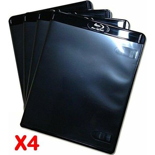 Lot de 4 Boitiers Blu-ray Noir vide / vierge de remplacement - 11 mm