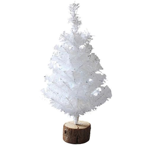 Mini sapin de Noël pour table, petit sapin de Noël blanc avec base en bois pour décor de Noël à la maison de bureau 40CM