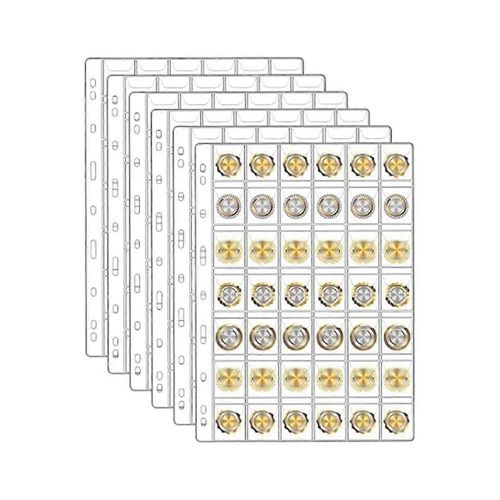 6 Feuilles De Collection De Pièces De Monnaie Pour Les Collectionneurs, Pages De Monnaie, Pour Timbre De Billet D'un Dollar, 42 Poches Par Feuille/252 Poches Au Total
