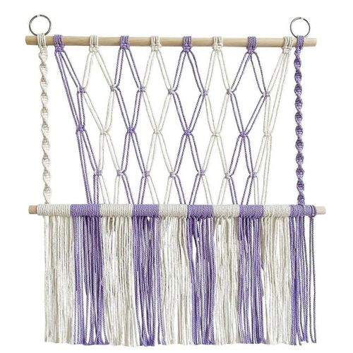 Hamac en peluche tapisserie économie d'espace boho macramé Tenture murale tissé à la main en peluche jouets support filet pour salle de jeux décor, B