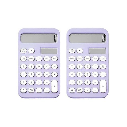 2 Pcs Calculatrice De Bureau Calculatrice De Base 12 Chiffres Calculatrices De Poche Bureau avec Écran LCD pour Bureau et École Violet