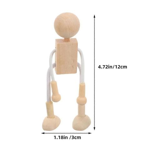 7Pcs blanc en bois dessin animé figure : bricolage peinture robot figures articulaires robot peg poupée pour bricolage