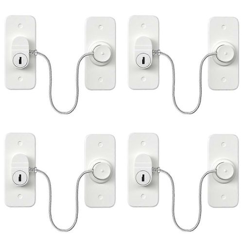 Serrure de réfrigérateur 4 Pack Mini serrures de réfrigérateur pour enfants Pas de serrure d'armoire de perceuse avec serrure d'armoire à clés Serrures de sécurité pour enfants