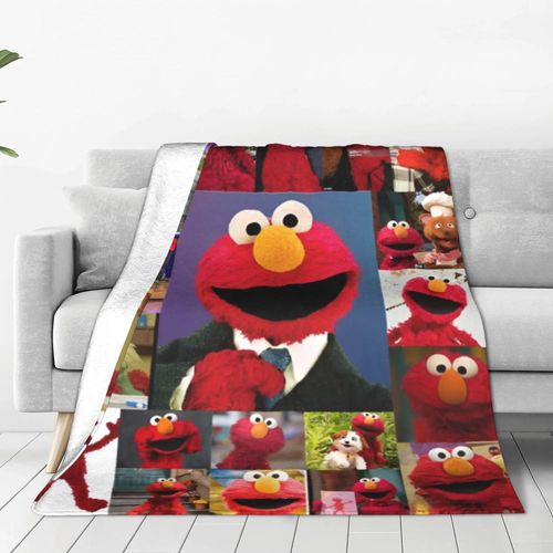 Couverture En Flanelle Sesame Streets Elmo Portrait, Dessin Anime Des Années 80, Superbe Couverture, Literie 125 X 100 Cm, Couette Fine En Peluche, Super Chaude