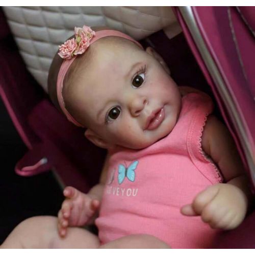Poupée Reborn Fille Yeux Cheveux Bruns Réaliste Nouveau-né Baby Dolls 50cm
