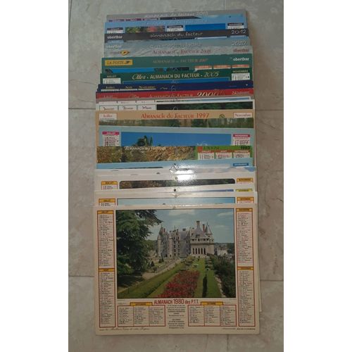 Lot 32 Almanachs Du Facteur, Seine-Et-Marne, Thèmes Variés : 1980, 1982, 1983, 1985, 1986, 1987, 1988, 1989, 1991, 1992, 1993, 1995 À 2015