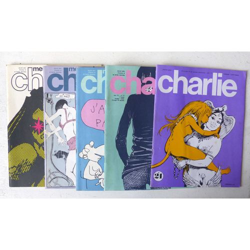 Lot De 5 N° De La Revue Charlie Mensuel - N°24-77-85-86-113 (Éditions Du Square 1971-1975-1976-1978) - Bandes Dessinées De Pichard & Wolinski (Paulette), Reiser, Crepax, Willem, Cabu, Cathy Millet