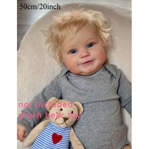 Poupée Reborn Fille Cheveux Blond Yeux Bleus Baby Nouveau-né Réaliste 50cm