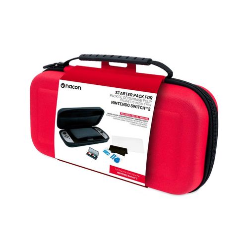 Nacon Pack De 3 Éléments Rouge Pour Switch 2 | 1 Pochette Rigide | 1 Protection D'écran | Boite De Rangement Pour Jeux