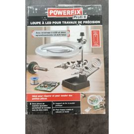 Vend support avec pince et loupe pour souder, assembler de l' électronique, ou des maquettes. Éclairage avec LED. 3 piles AAA fournies. Jamais servi.