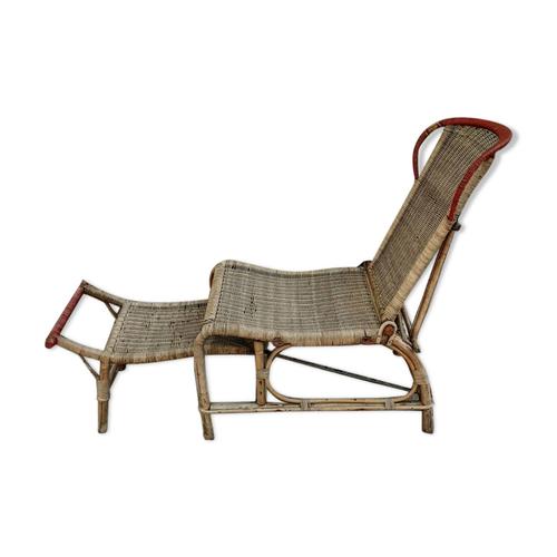 Chaise Longue En Rotin Annes 30 Marron