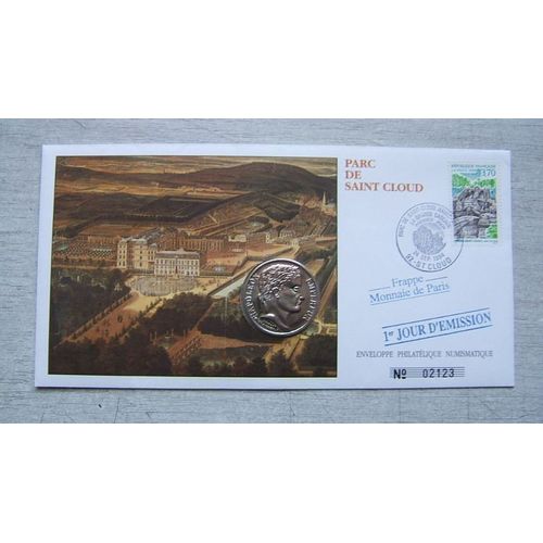 Enveloppe Officielle Timbre Et Medaille Monnaie De Paris " 1er Jour D'Émission " Parc De Saint Cloud