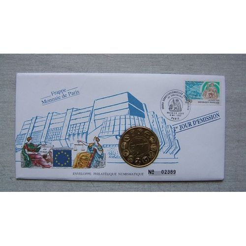 Enveloppe Officielle Timbre Et Medaille Monnaie De Paris " 1er Jour D'Émission " Cours Constitutionnelles Européennes Ixème Conférence