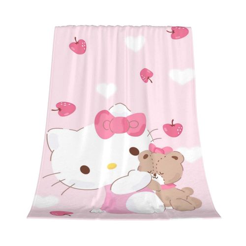 Couverture En Flanelle Ki-Tty Pour Lit, Literie, Decoration De Chambre Et Canape