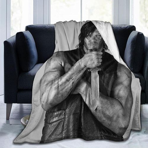 Couverture Ultra-Douce En Peluche Imprimee En 3d De Norman Reedus Daryl Dixon, Couverture Épaisse En Peluche Pour La Decoration De La Chambre A Coucher Et Du Salon En Toutes Saisons. Pr