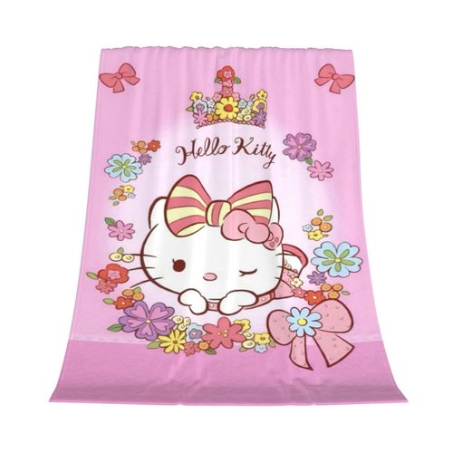 Couverture En Flanelle Ki-Tty Pour Lit, Canape, Literie, Decoration De Chambre