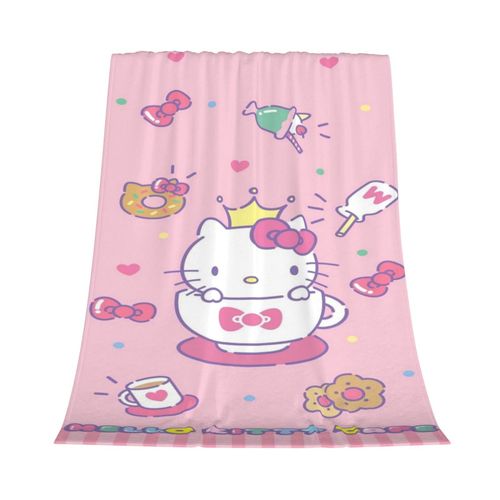 Couverture En Flanelle Ki-Tty Pour Lit, Canape, Literie, Decoration De Chambre
