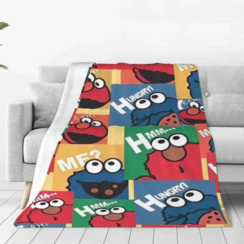 Couverture Humoristique En Laine Avec Dessin Anime De La Rue Sésame, Couvre-Lit Doux Et Chaud Pour Chambre A Coucher Ou Canape