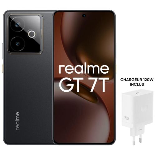 PACK SMARTPHONE REALME GT7T 6,8 5G DOUBLE NANO SIM 512 GO NOIR AVEC CHARGEUR REALME 120 W