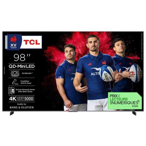 TV QD-Mini LED Tcl 98C89K 248 cm 4K UHD 2025 Aluminium brossé
