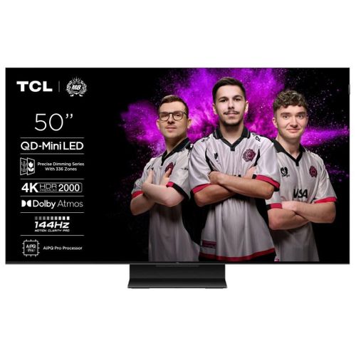 TV QD-Mini LED Pro Tcl 50C79K 127 cm 4K UHD 2025 Aluminium brossé