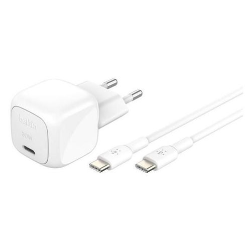 Belkin Caricabatterie Usb-C 30w Rapido Da Muro Per Iphone Ipad Samsung Galaxy Bianco