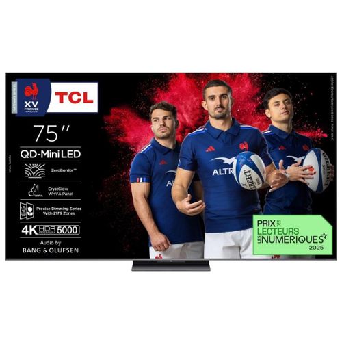 TV QD-Mini LED Tcl 75C89K 189 cm 4K UHD 2025 Aluminium brossé