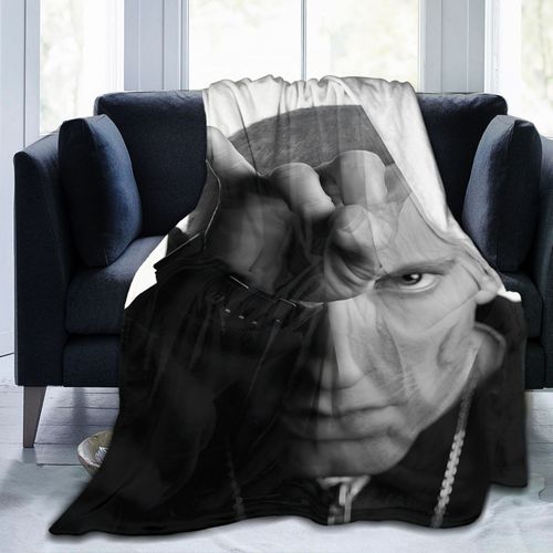 Couverture En Flanelle Eminem – Design Hip-Hop Élégant, Tissu En Polyester Doux Et Confortable, Ideal Pour Le Canape, Le Bureau, Le Lit Ou Le Camping | Cadeau Réconfortant Toutes Saison