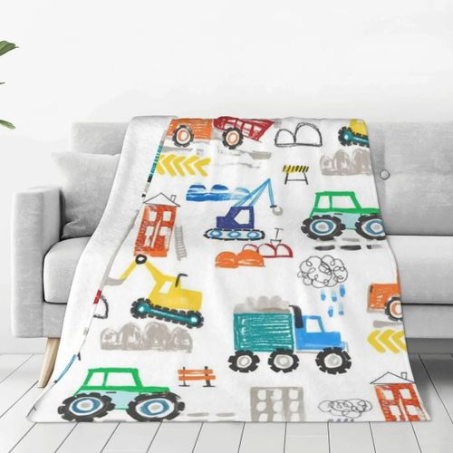 Couvertures De Camping En Flanelle, Motif Camion Et Excavatrice, Motif Dessin Anime, Super Douces, Pour Salon, Couvre-Lit Personnalisé, Cadeau