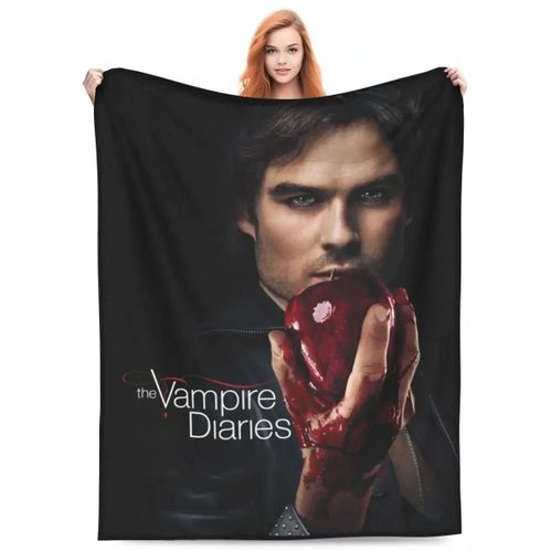 Couverture En Flanelle D-Damon Salvatores The Vampire Diaries, Pomme Rouge, Couvre-Lit Chaud Pour Canape-Lit, Bureau, Couvre-Lit